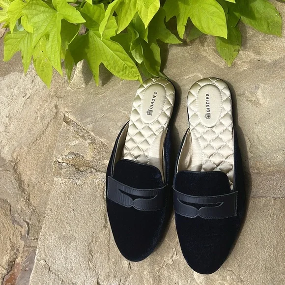 Birdies Phoebe Blue Velvet Slip-On Penny Loafer - Picture 2 of 13